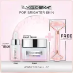 Bundle - L'Oreal Paris Glycolic Bright Instant Glowing Face Serum 15Ml + L'Oreal Paris Glycolic Bright Glowing Gel Night Cream 50ml with Free jade Roller