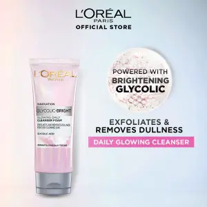 L'Oreal Paris Glycolic-Bright Glowing Daily Face Wash, For Even Glowing Skin, 100ml